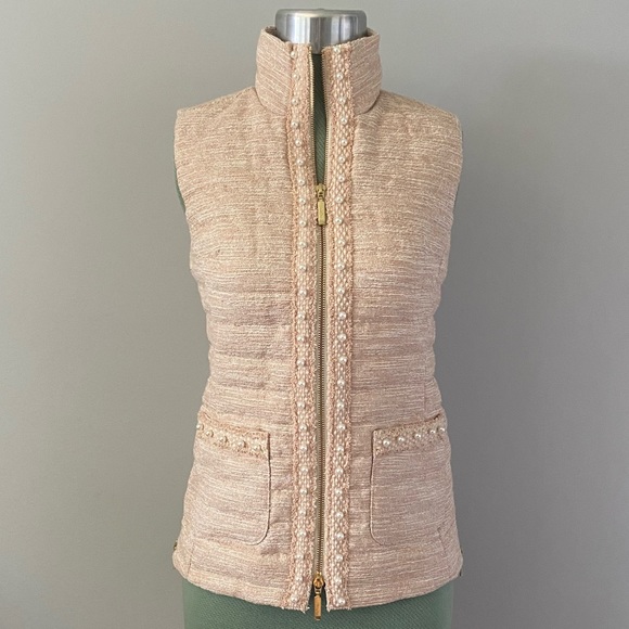 NWT Lilly Pulitzer Noella Vest in Latte (Tan & Cream) Resort Boucle, Size XXS - Picture 1 of 11